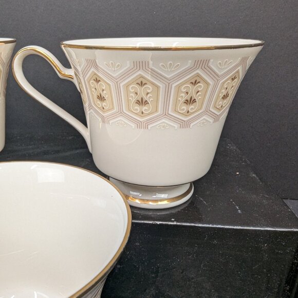 Noritake Japan Kingswood 7178 Footed Gold Trim 6 Oz Teacup Set of 3 - Picture 6 of 10